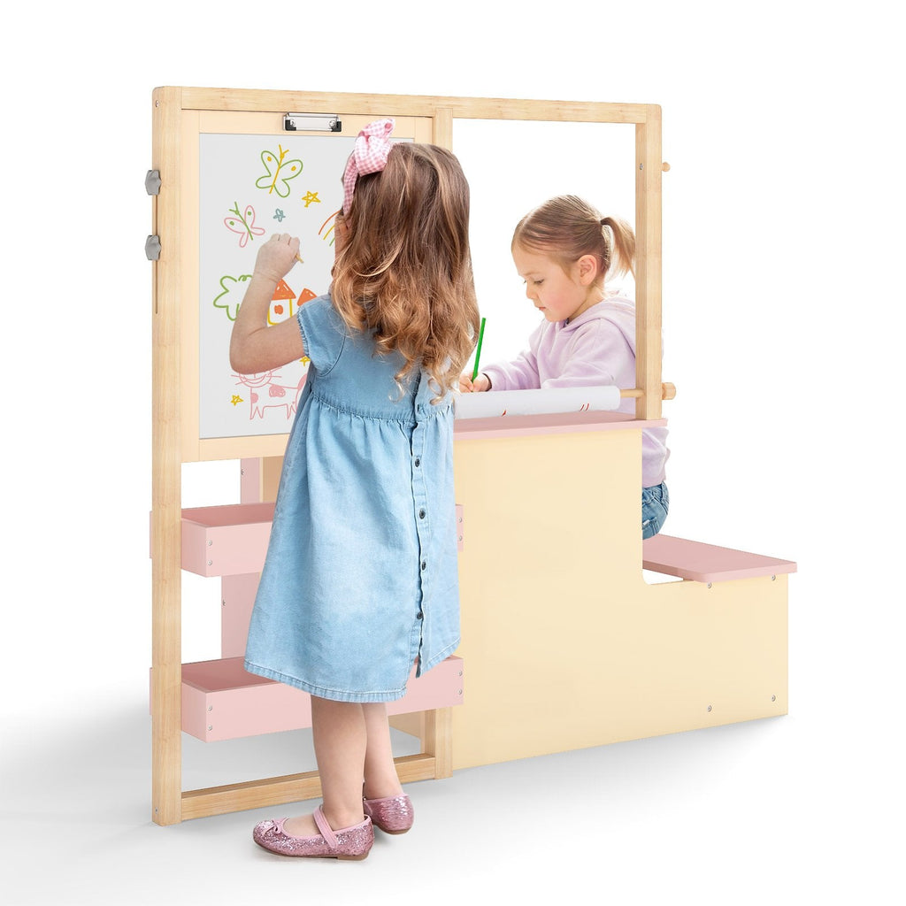 Kids Art Center Wooden Table Bench Set-PI