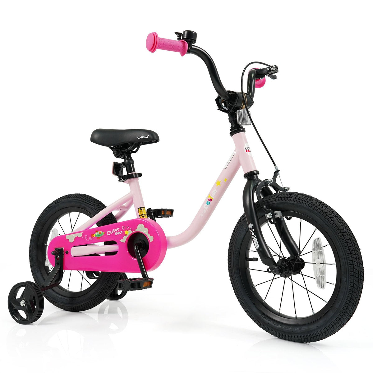 14 Inch Kids Bike with Wheel Reflectors and Removable Training Wheels, Pink