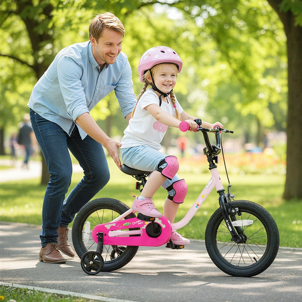 14 Inch Kids Bike with Wheel Reflectors and Removable Training Wheels, Pink