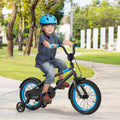 14 Inch Kids Bike with Adjustable Handlebar and Saddle, Black and Blue