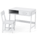 Kids Desk and Chair Set with Storage Drawer and Hutch-White