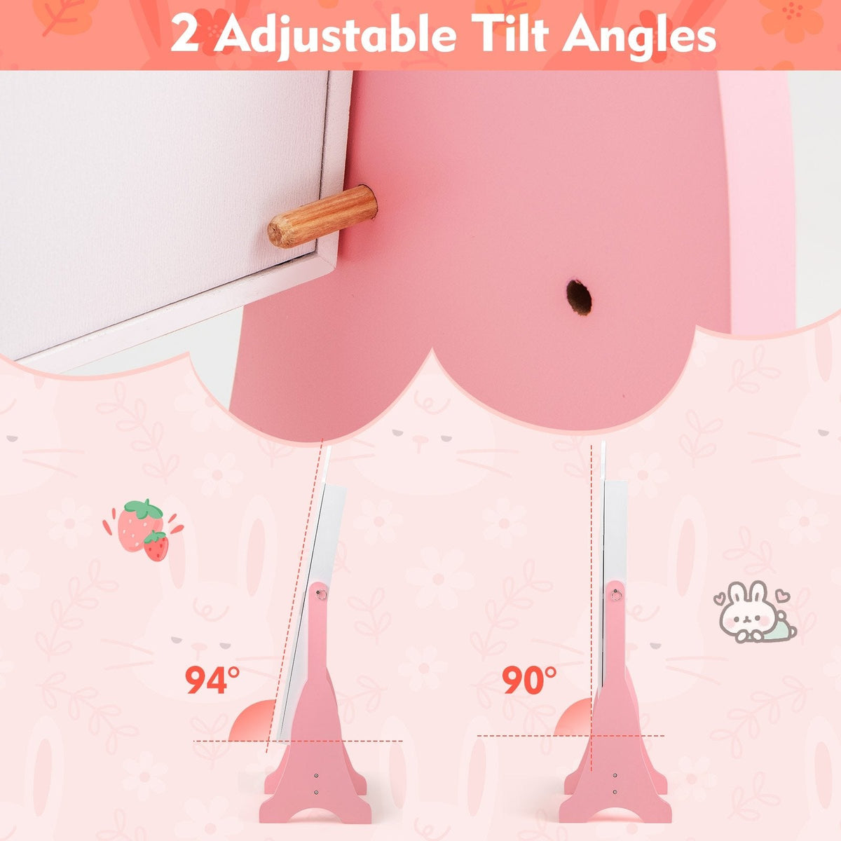 Kids Jewelry Armoire Cabinet with 2 Tilt Angles and Large Capacity-White