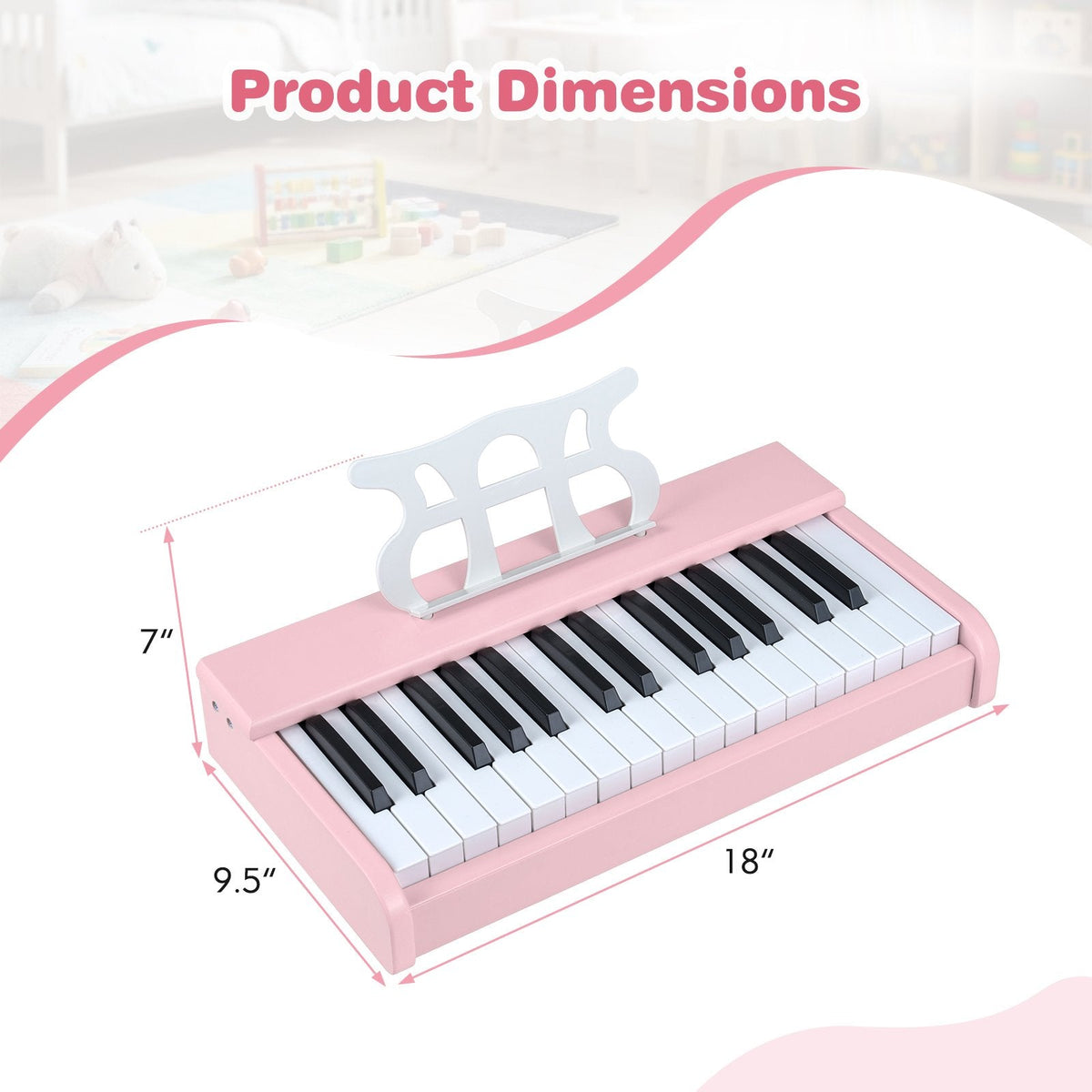 Kids Piano Keyboard 30 Keys Digital Piano with Music Stand for 3+ Years Old Beginners-Pink