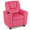 Kids Recliner Chair Push Back Toddler Reclining Armchair with Cup Holder-Red