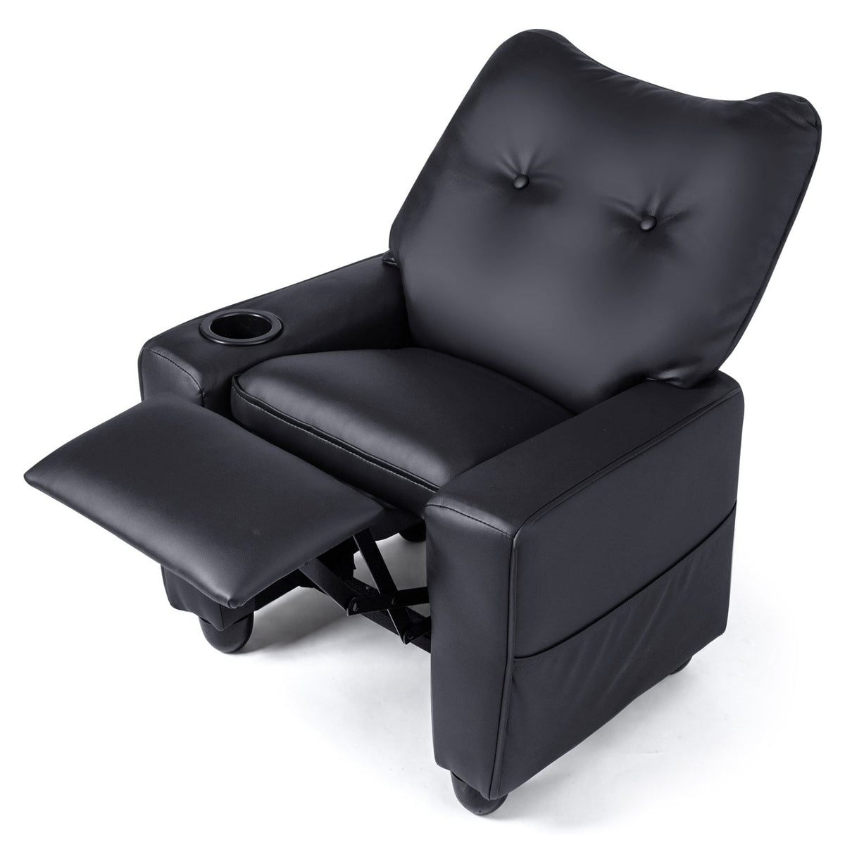 Kids Recliner with Cup Holder Armrests and Adjustable Backrest for Playroom-Black