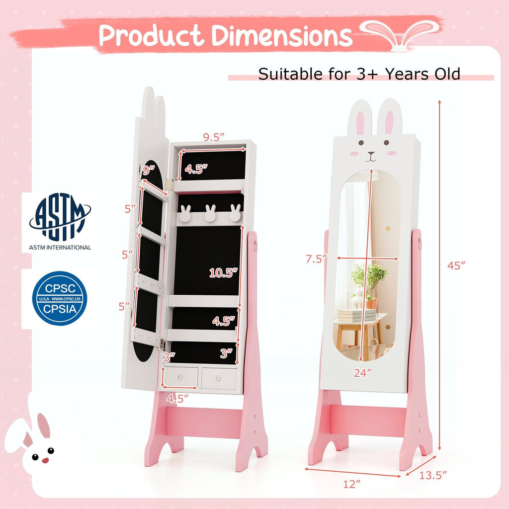 Kids Room Furniture Set with Princess Vanity Table and Chair-White