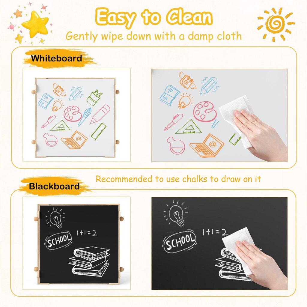 Kids Table and Chairs Set with Reversible Whiteboard-Panda-shaped