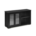 Kitchen Storage Cabinet with Glass Sliding Door-Black