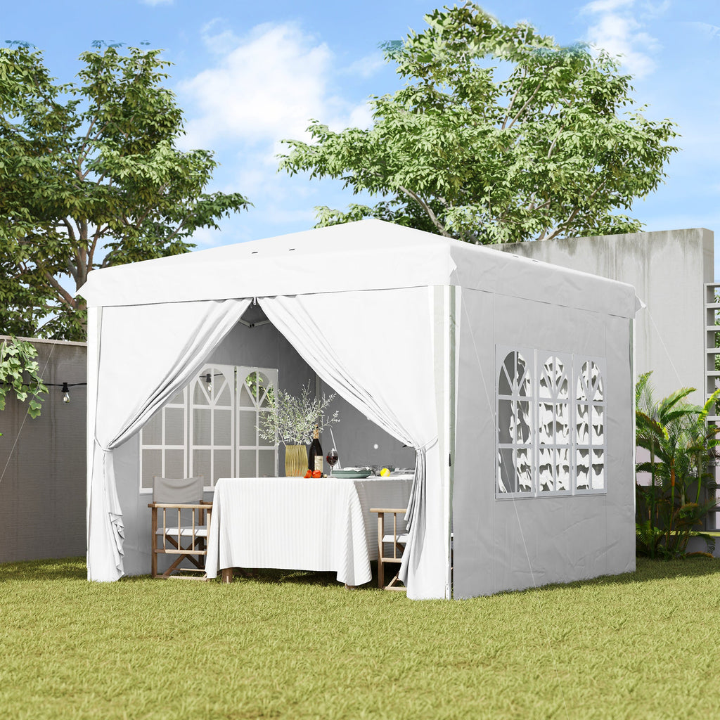 10' x 10' Pop-Up Canopy Tent with Sidewalls, Height-Adjustable, Carry Bag Included, for Outdoor, Garden, Patio, Light Grey