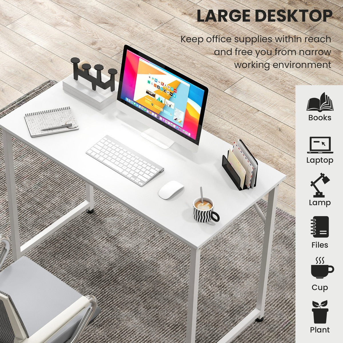 L Shaped Computer Desk and Writing Workstation for Home and Office-White