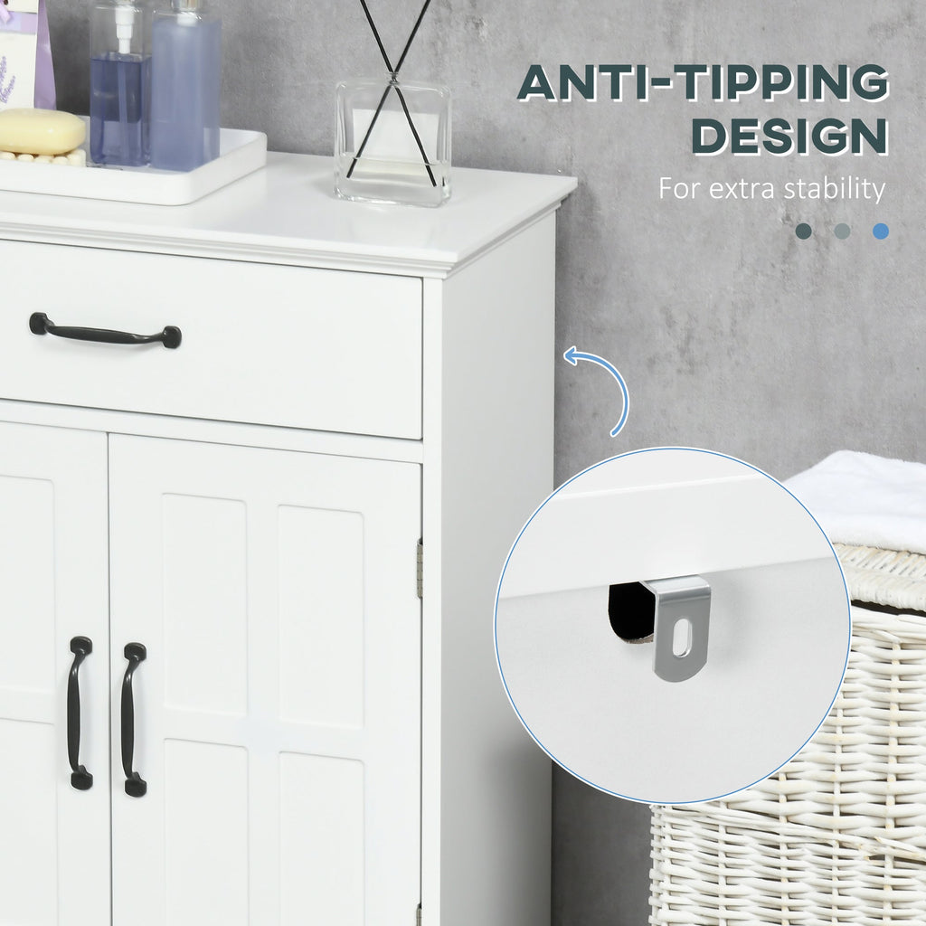 Bathroom Storage, Bathroom Cabinet with 2 Doors, Adjustable Shelves for Living Room Kitchen, 23.6"x11.8"x29.5", White