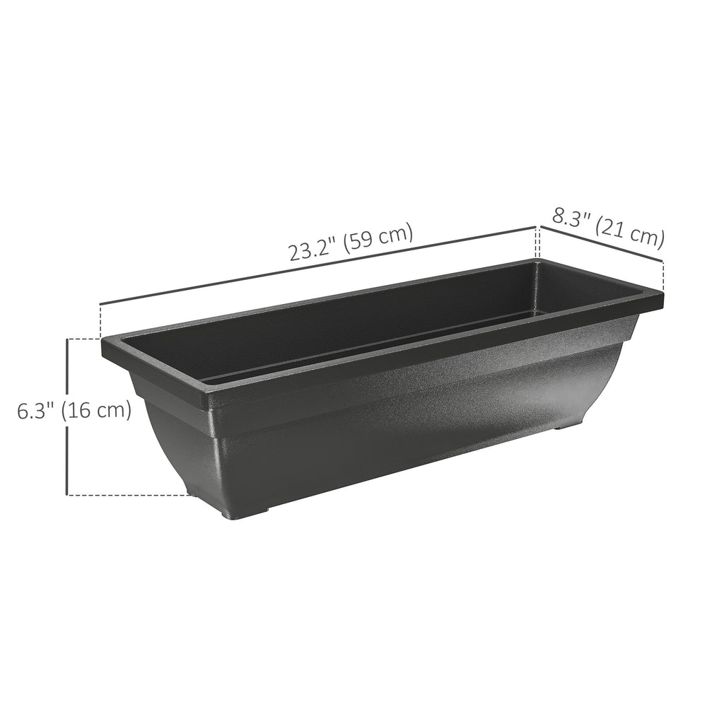 Black Rectangular Window Box Planters — 7-Pack, 23.2 Inch