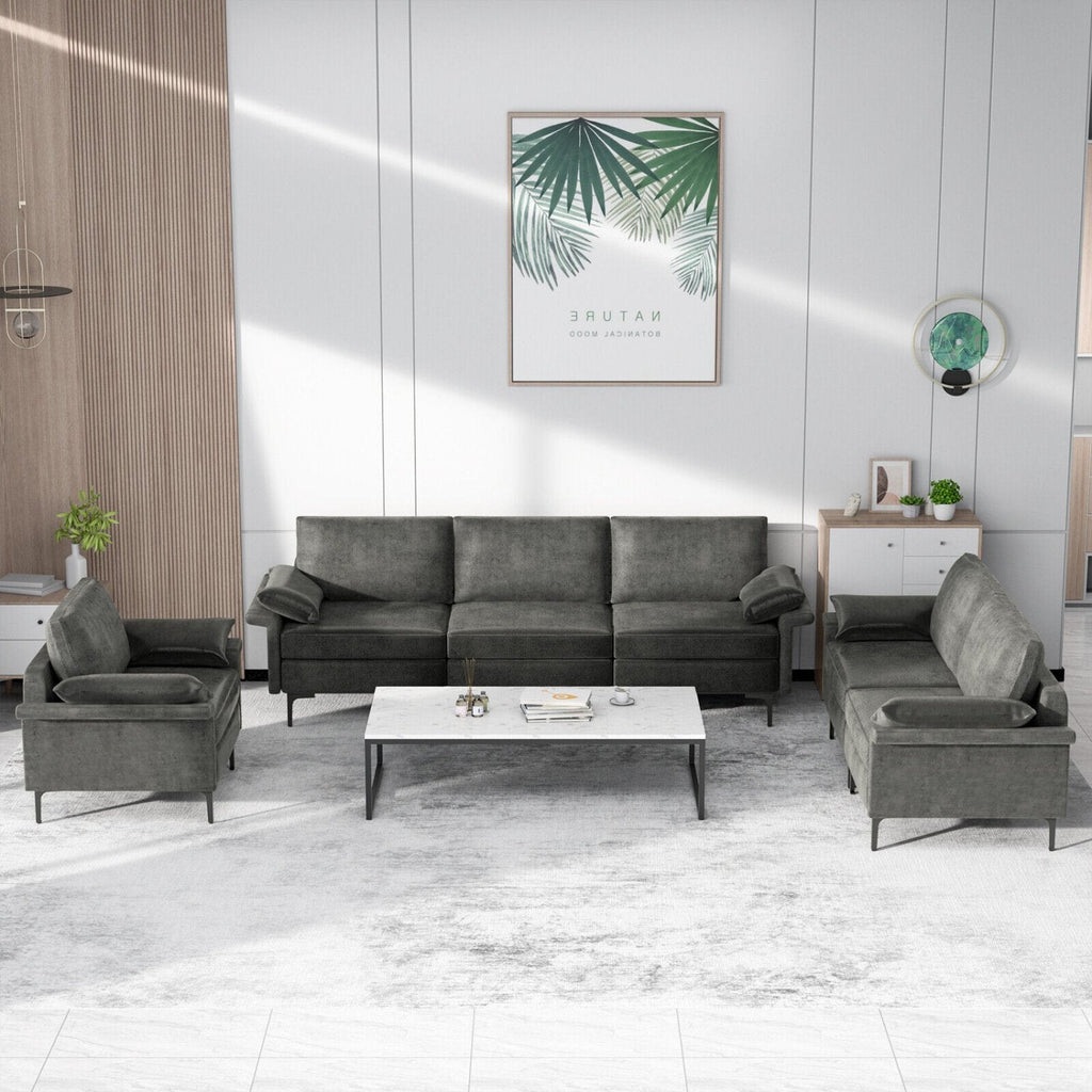 100.5 in 3 Seat Modular Sofa in Charcoal Linen, 30 in Deep, 660 lb Per Seat, Ships in Three Boxes