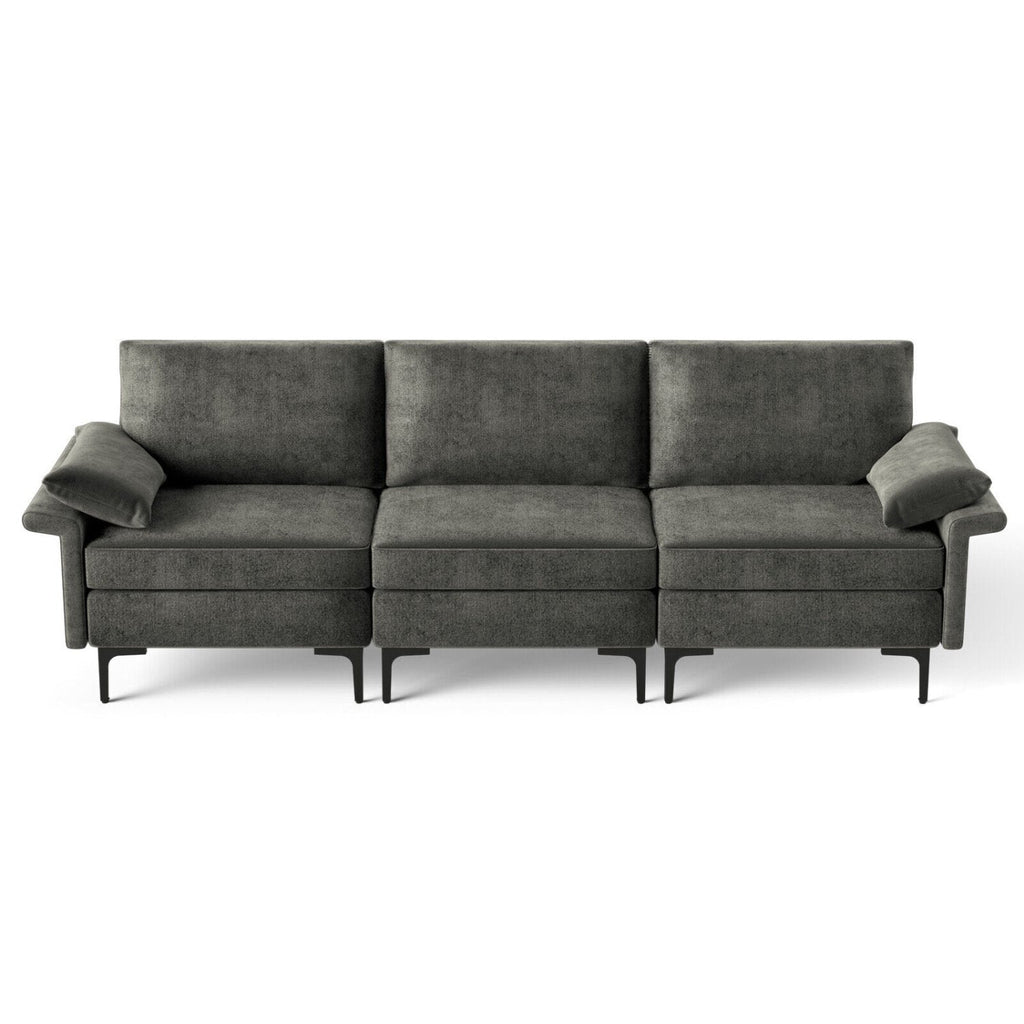 100.5 in 3 Seat Modular Sofa in Charcoal Linen, 30 in Deep, 660 lb Per Seat, Ships in Three Boxes