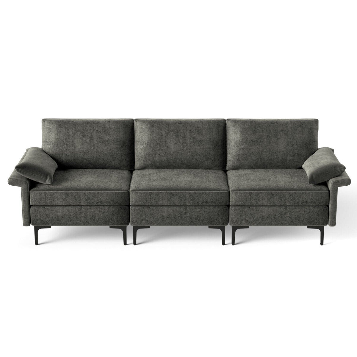 100.5 in 3 Seat Modular Sofa in Charcoal Linen, 30 in Deep, 660 lb Per Seat, Ships in Three Boxes