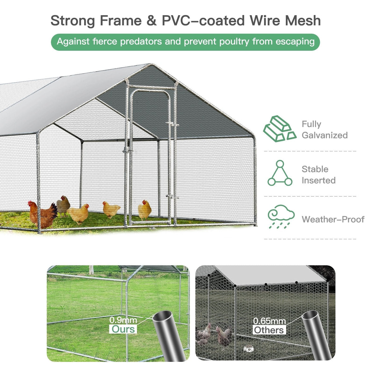Large Walk in Shade Cage Chicken Coop with Roof Cover-M
