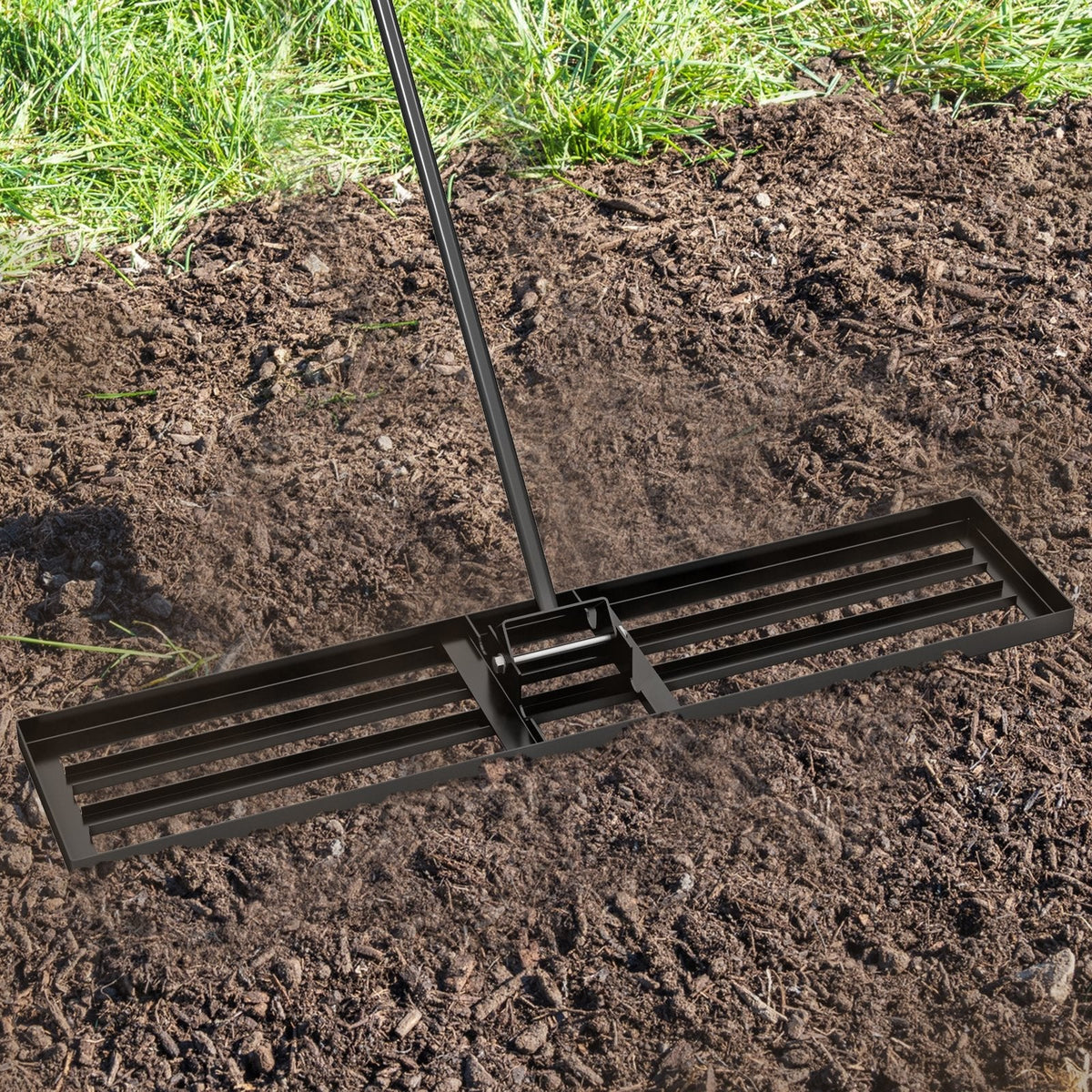 Lawn Leveling Rake 46 x 10 Inch Heavy Duty Lawn Level Tool for Soil-Black