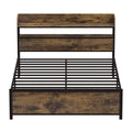 LED Bed Frame with Power Outlets and Storage Headboard-Queen Size