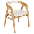 Bamboo Dining Armchair with Curved Back, Beige Polyester Cushion and A Frame Legs, Natural
