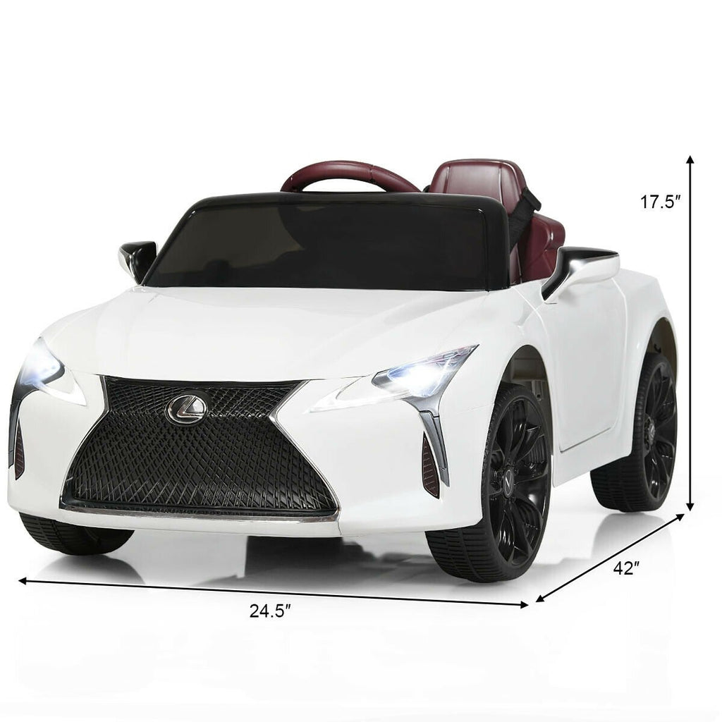 12V Licensed Lexus LC500 Kids Ride On Car with Slow Start and 2.4G Parent Remote, White