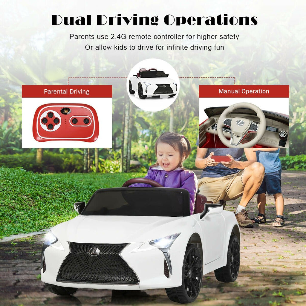 12V Licensed Lexus LC500 Kids Ride On Car with Slow Start and 2.4G Parent Remote, White