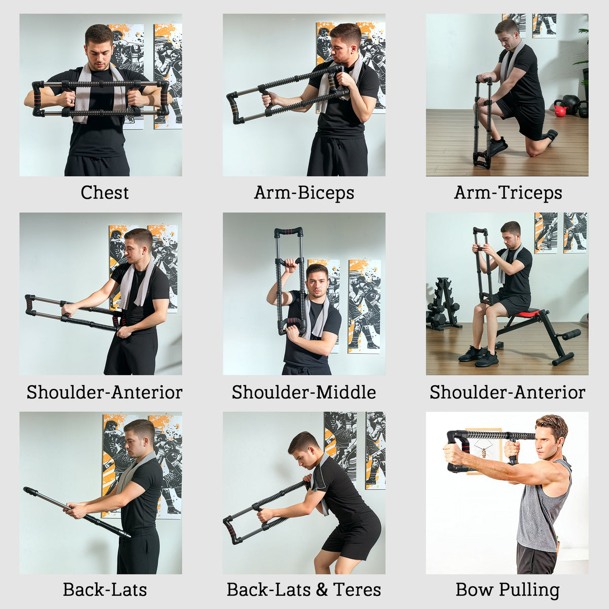 Chest Expander, Spring Chest Exerciser with 22-110 lbs Resistance for Men and Women Home Gym, Office or Travel