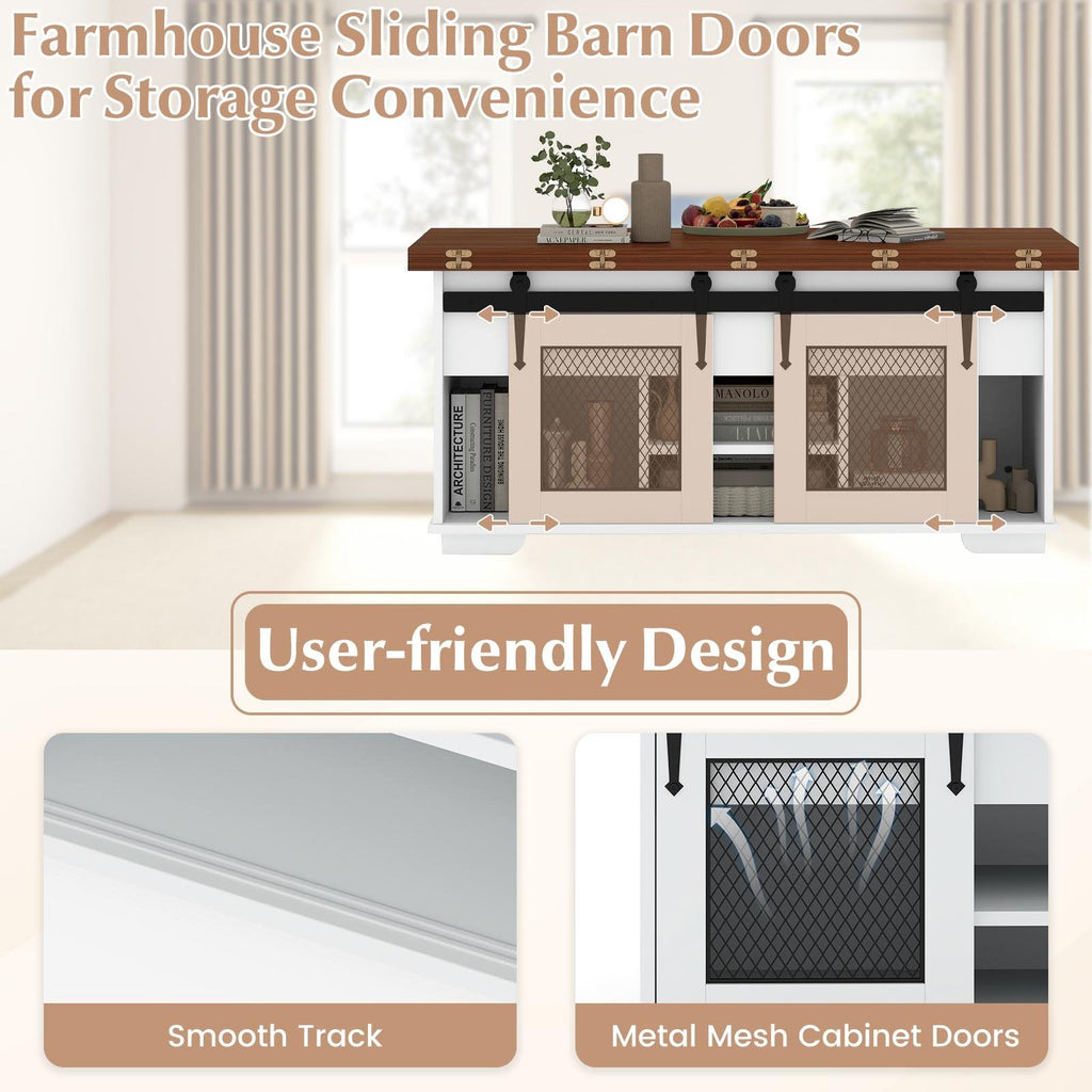 Lift Top Coffee Table with 2 Sliding Barn Doors-Walnut