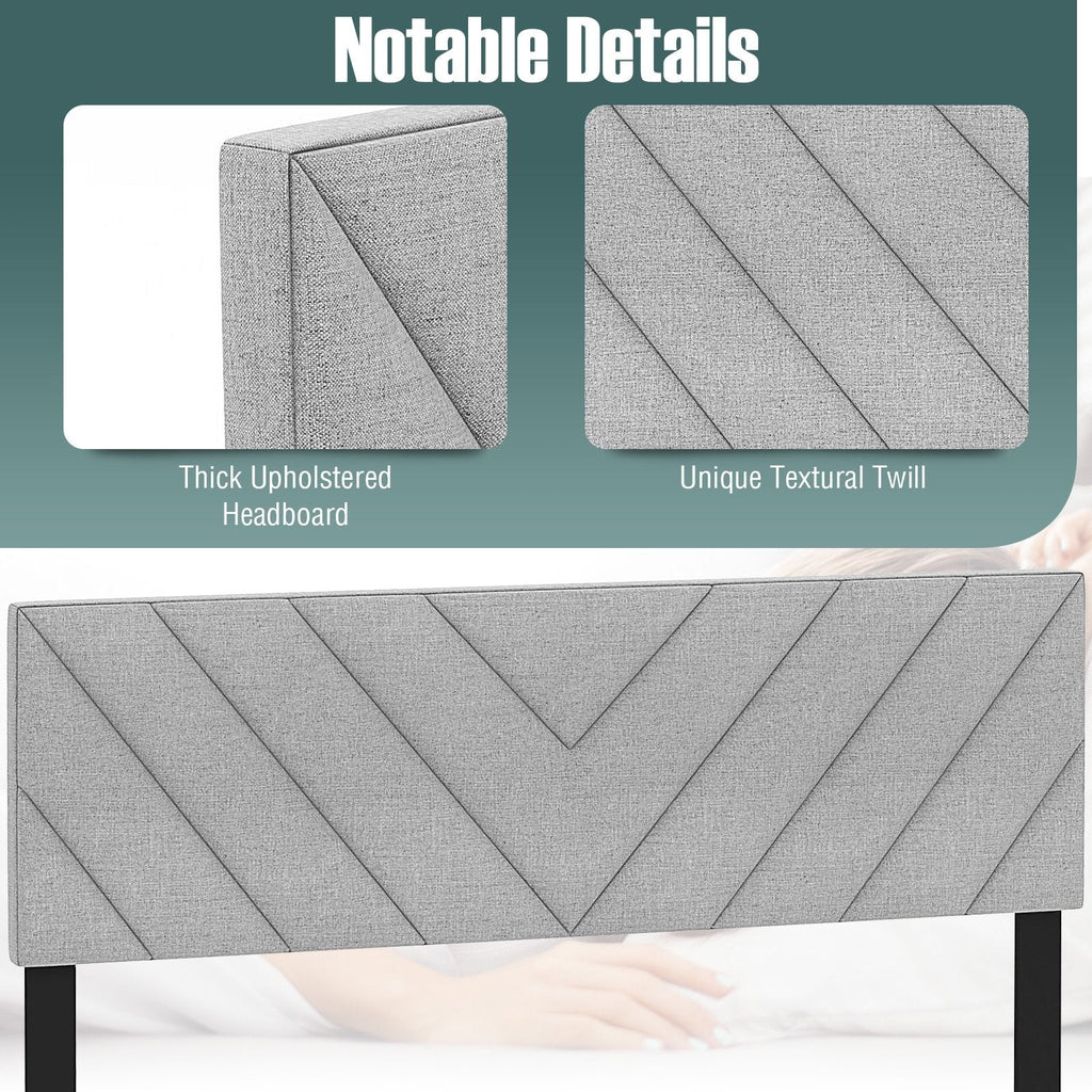 Linen Upholstered Headboard for Full and Queen Size Bed Frames-Gray