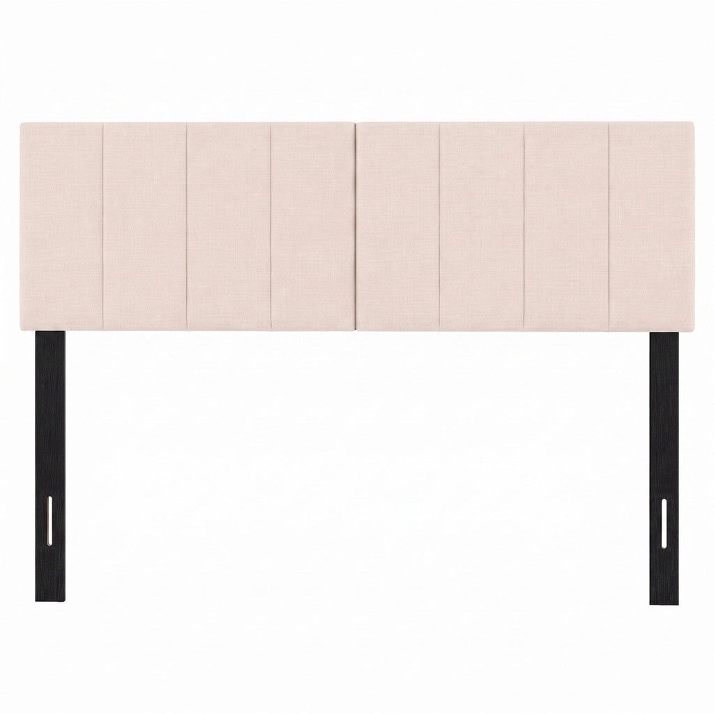Linen Upholstered Headboard with Solid Wood Legs and Adjustable Width-Beige