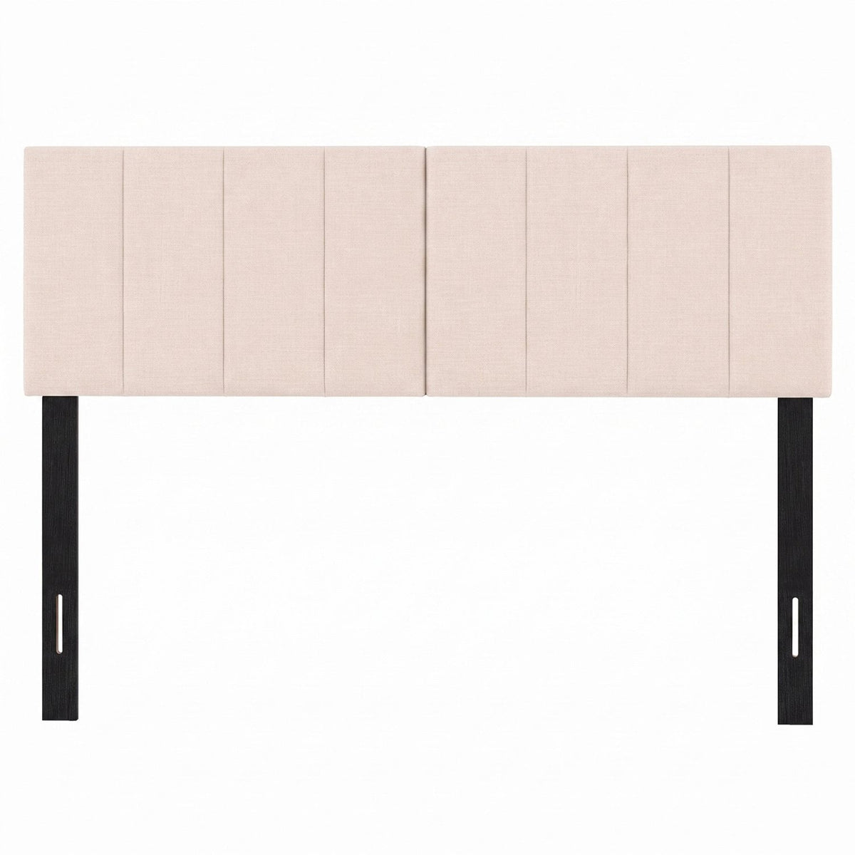 Linen Upholstered Headboard with Solid Wood Legs and Adjustable Width-Beige