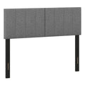 Linen Upholstered Headboard with Solid Wood Legs and Adjustable Width-Dark Gray