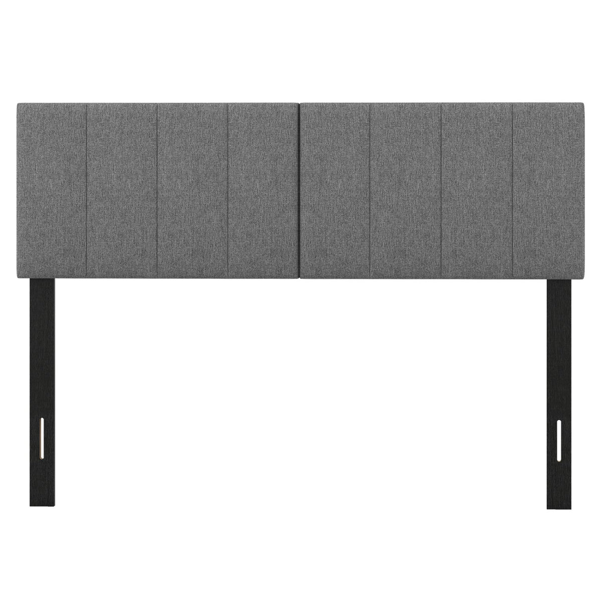 Linen Upholstered Headboard with Solid Wood Legs and Adjustable Width-Dark Gray