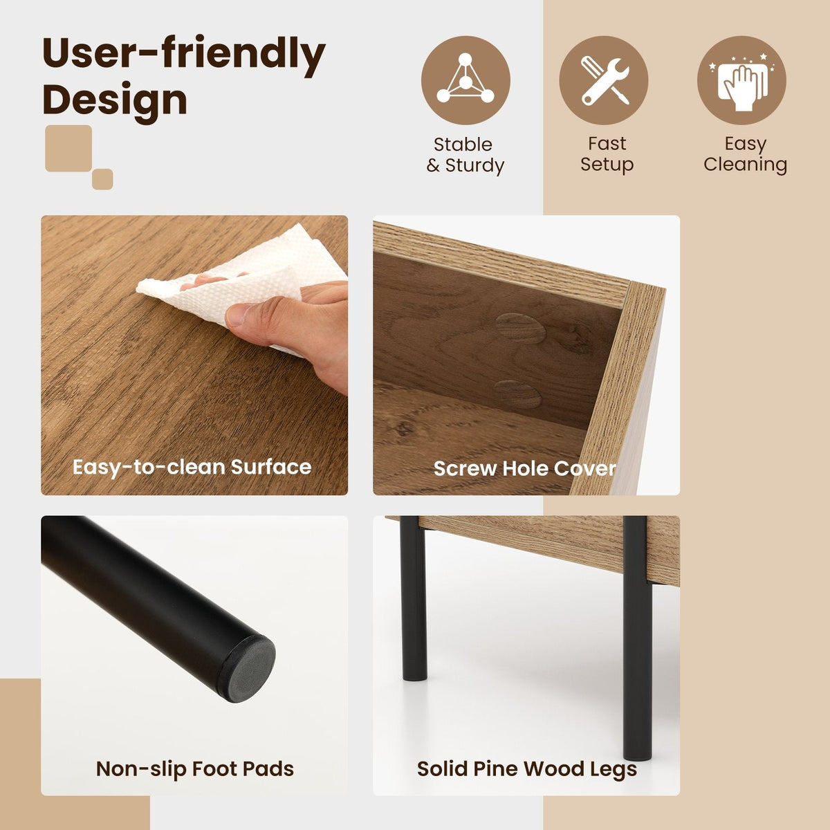 Lift Top Coffee Table with Hidden Compartment and 3 Open Cubbies, Natural Wood Grain