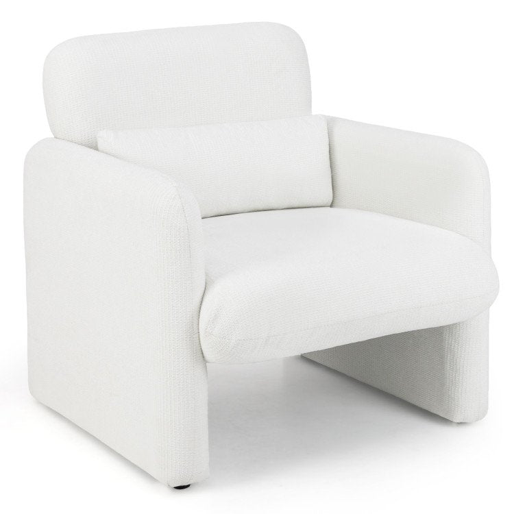 Living Room Set: 70 Inch Media Entertainment Center and Modern Upholstered Chenille Accent Chair