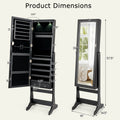 Lockable Freestanding Jewelry Cabinet Armoire with Full-Length Mirror and Lights-Black