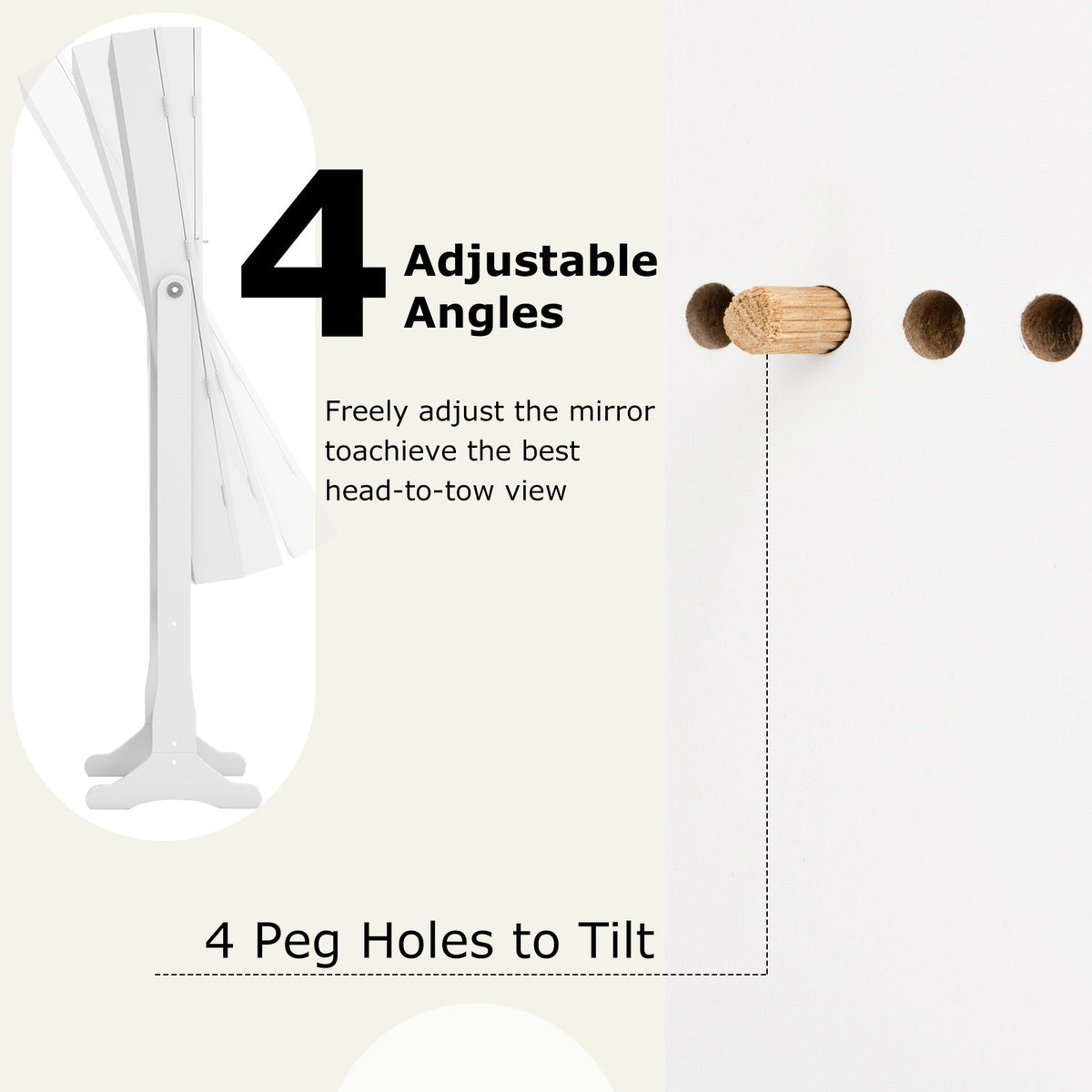 Lockable Freestanding Jewelry Cabinet Armoire with Full-Length Mirror and Lights-White