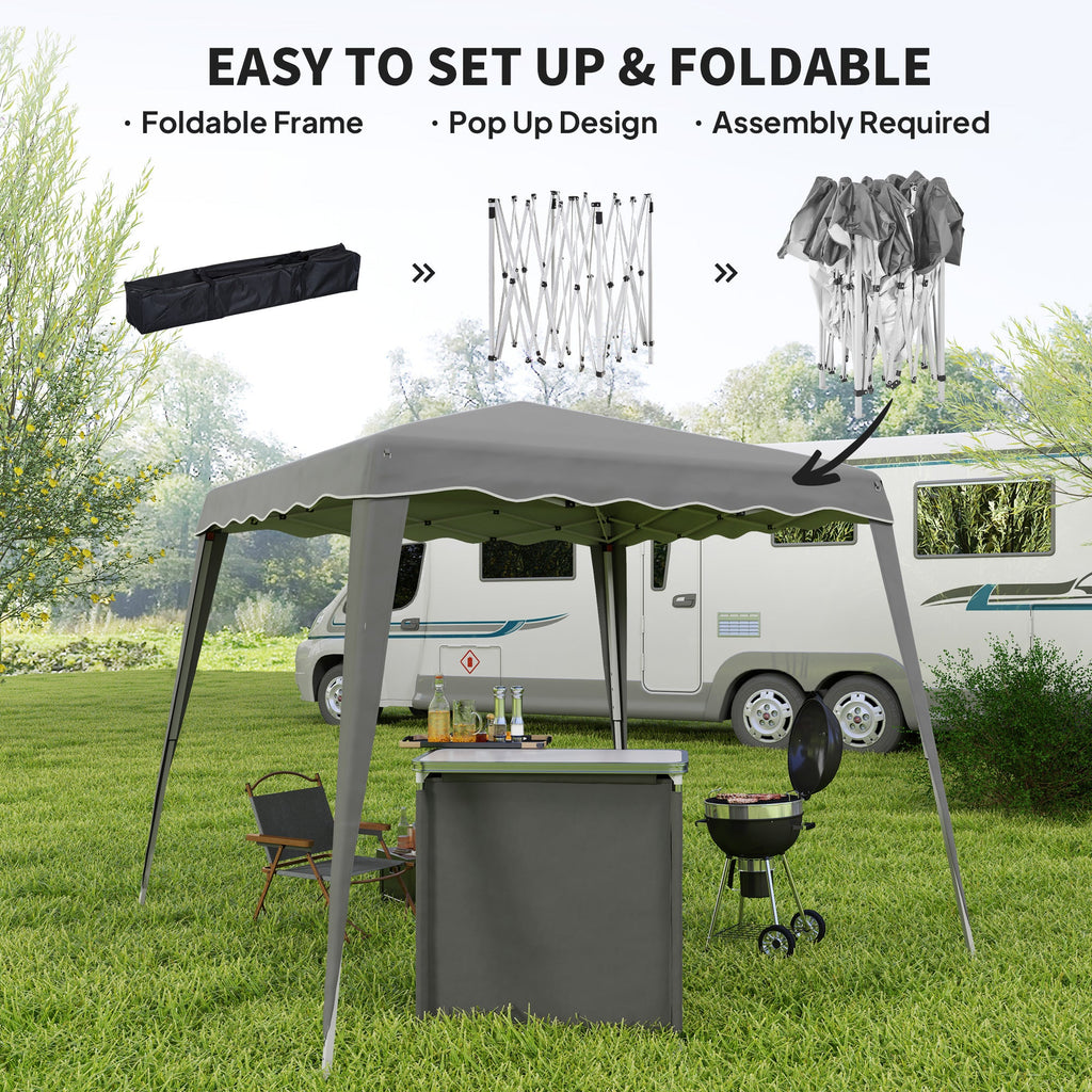 8' x 8' Pop Up Canopy, Outdoor Foldable Tent, Portable Canopy Tent with Carrying Bag for Camping, Party, Picnic, Blue