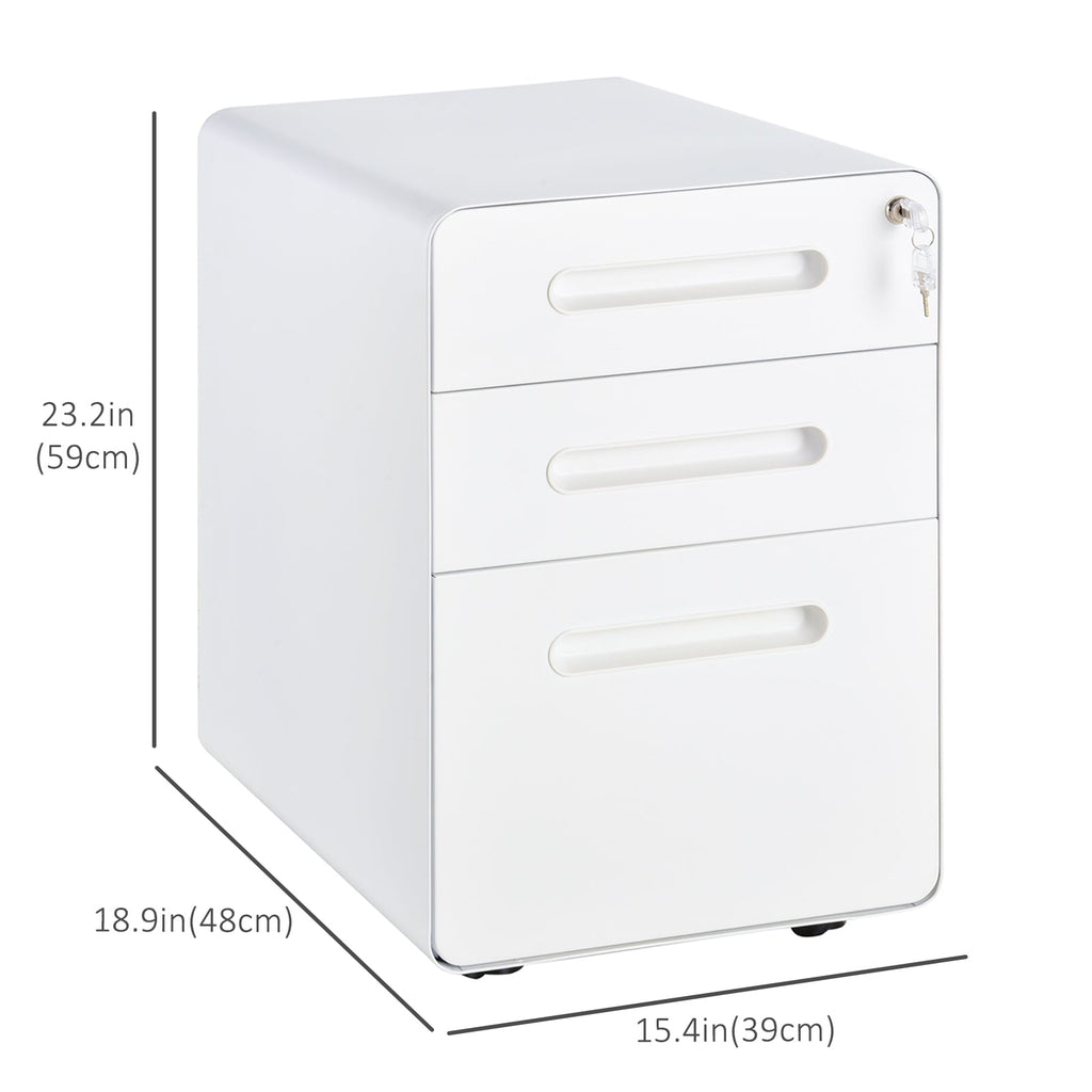 Lockable File Cabinet, Steel Filing Cabinet on Wheels for Legal, A4, Letter Size, Home Office
