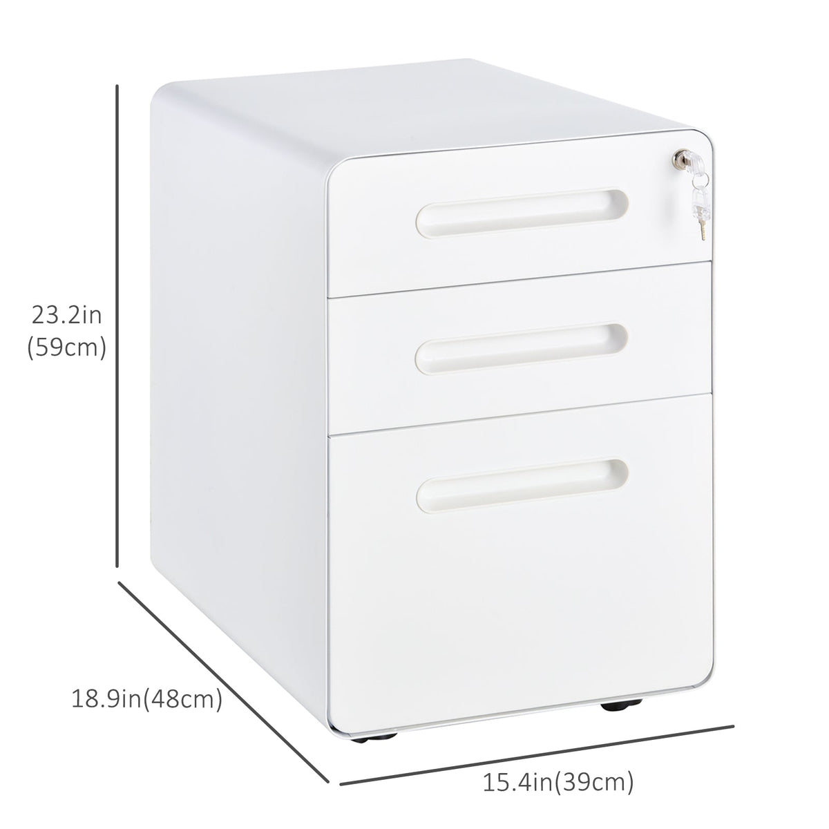 Lockable File Cabinet, Steel Filing Cabinet on Wheels for Legal, A4, Letter Size, Home Office