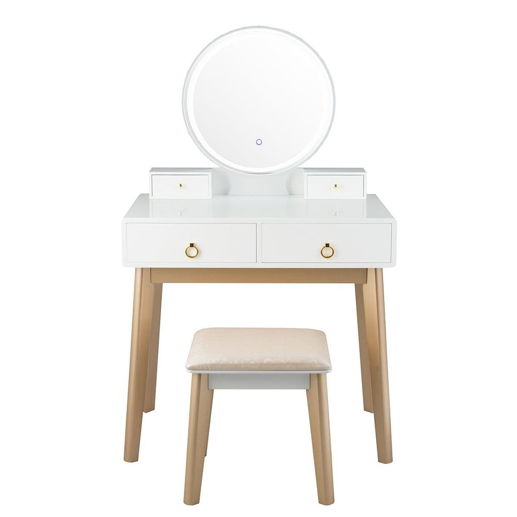 Set 3 Makeup Vanity Table Color Lighting Jewelry Divider Dressing Table-White