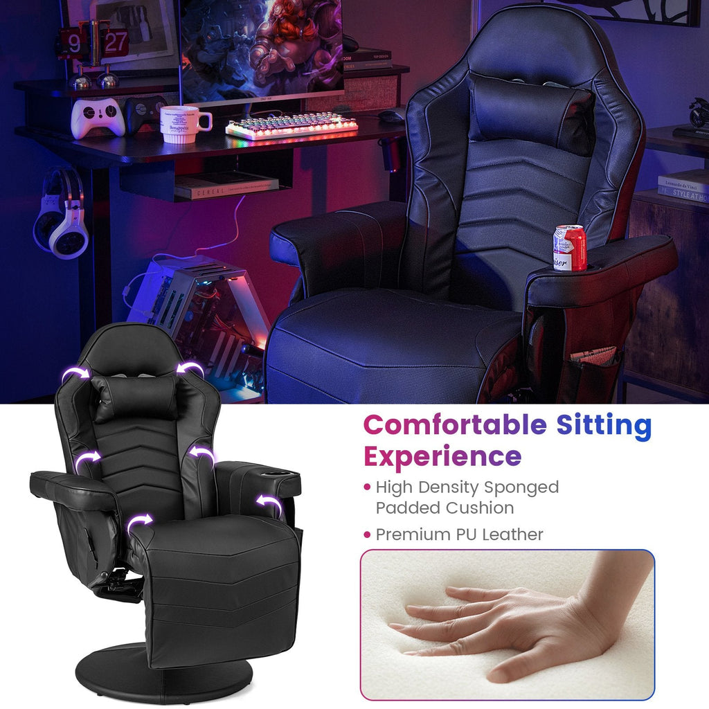 Massage Video Gaming Recliner Chair with Adjustable Height-Black