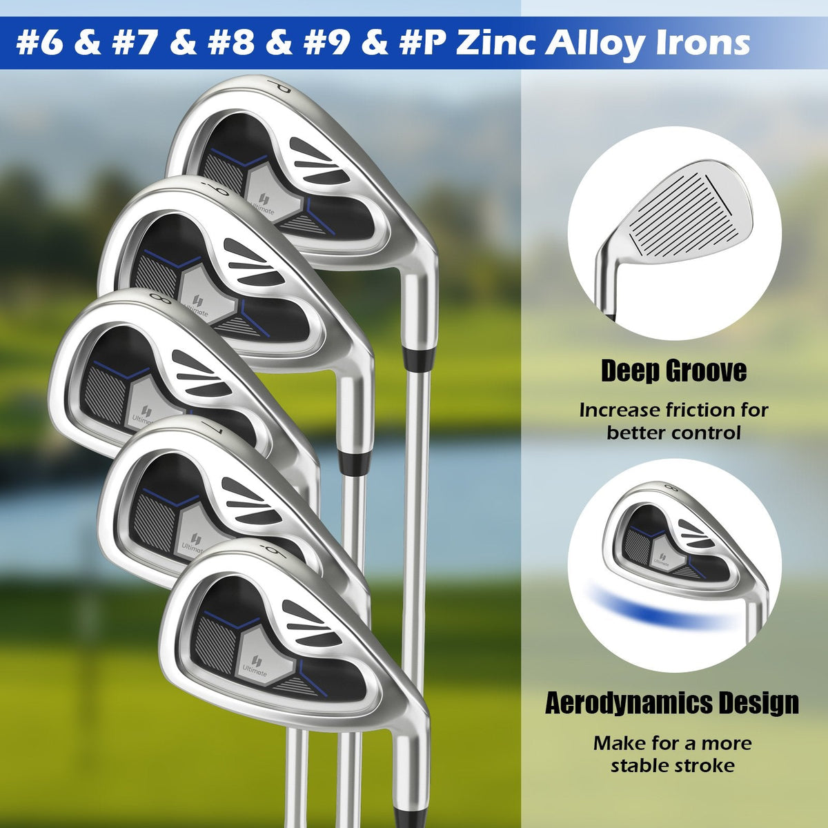 Men's 9 Pieces Complete Golf Club Set-Navy