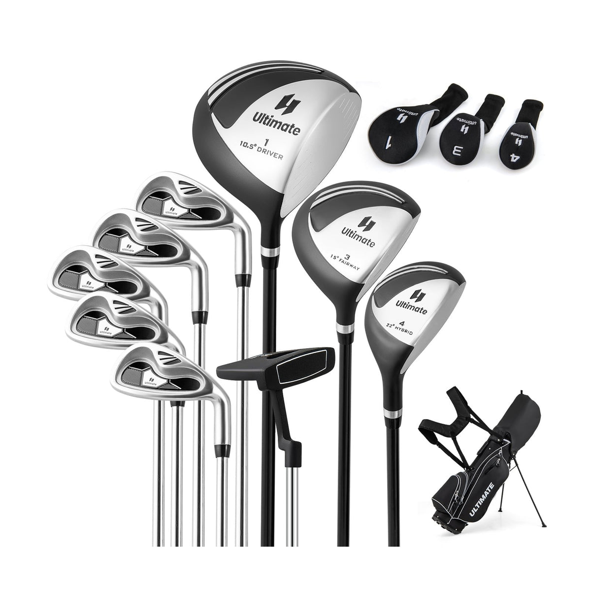Men’s Profile Complete Golf Club Package Set Includes 10 Pieces-Black