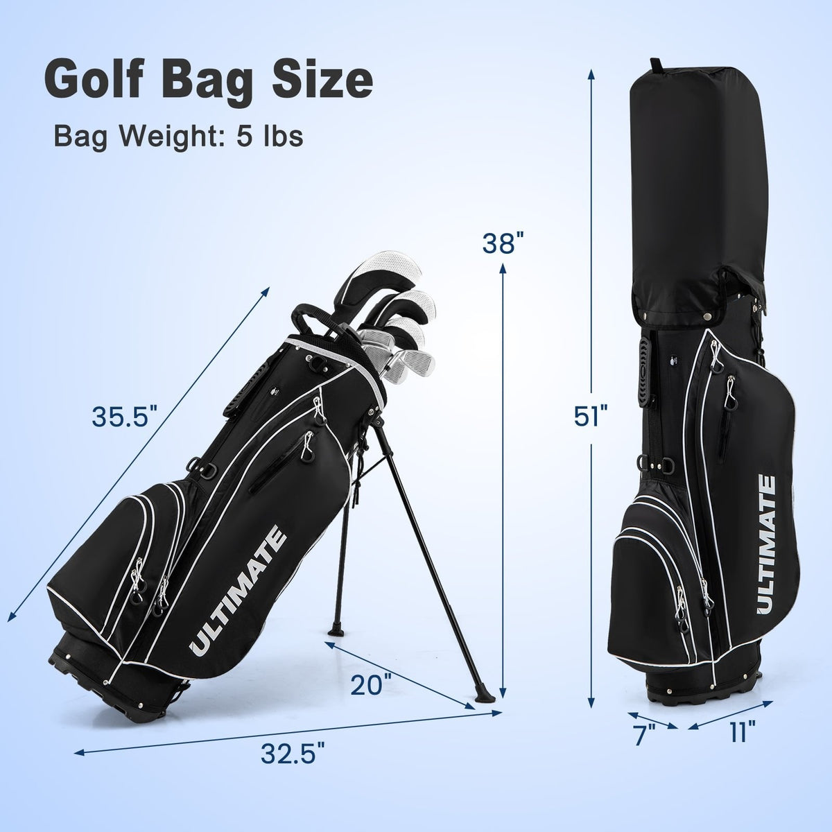 Men’s Profile Complete Golf Club Package Set Includes 10 Pieces-Black