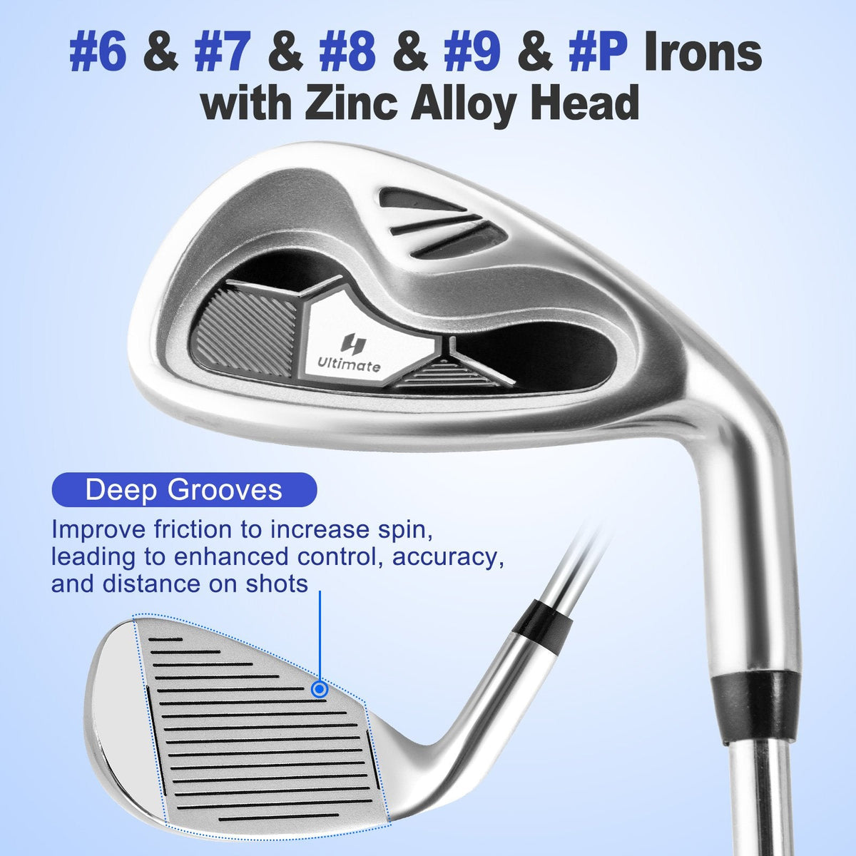 Men’s Profile Complete Golf Club Package Set Includes 10 Pieces-Gray