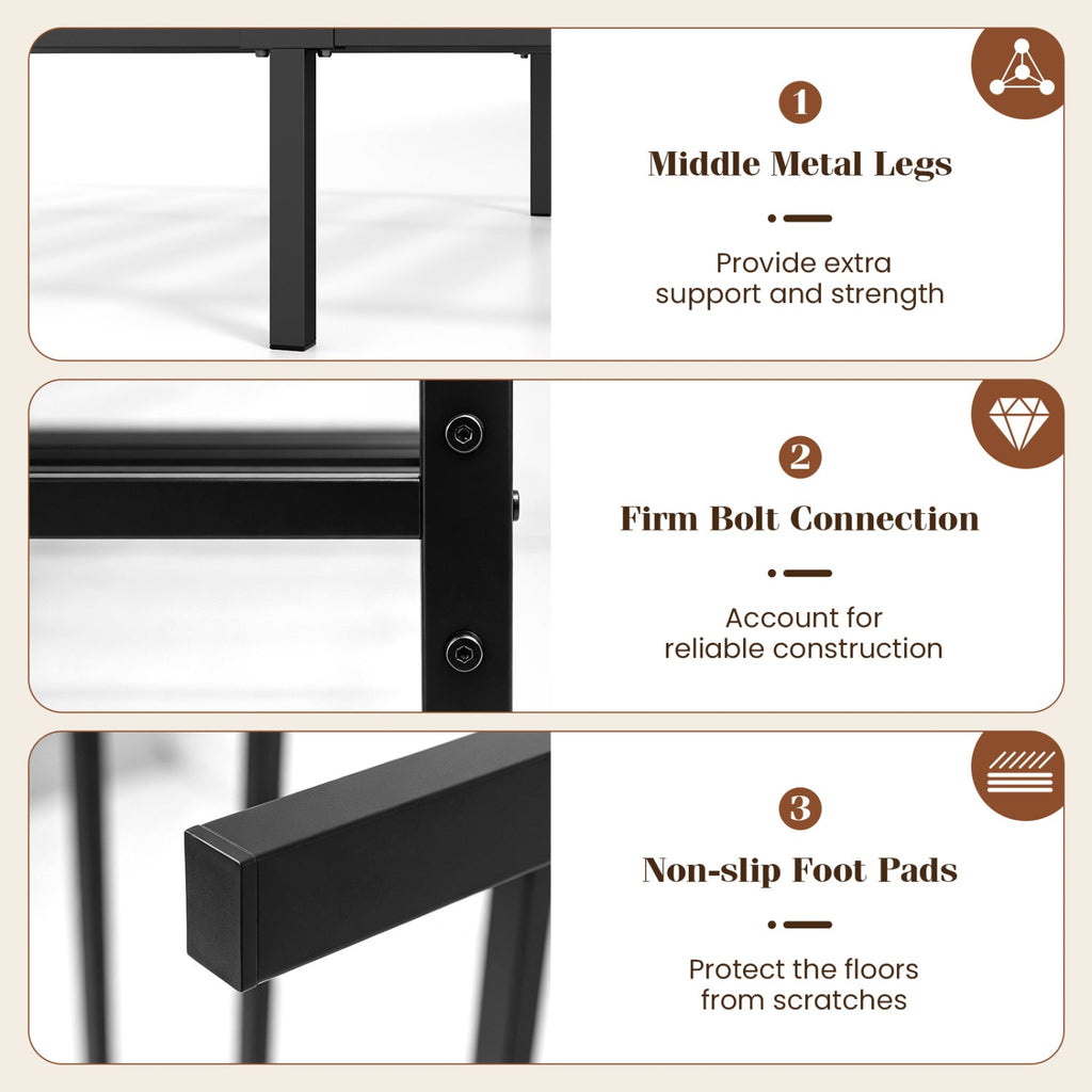 Metal Bed Frame with Upholstered Headboard-Twin Size