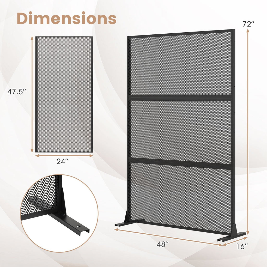 Metal Privacy Screen with Expansion Bolts and Connection Screws-Black