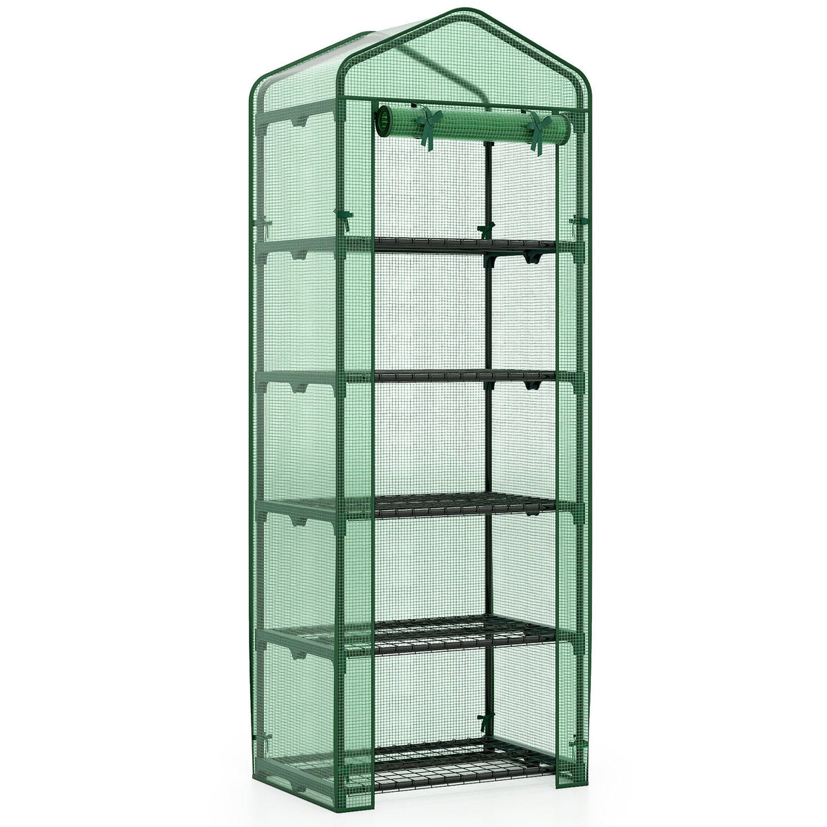 Mini Greenhouse Portable Plant Grow House with 5 Tier Shelves-Green