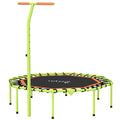 50" Foldable Mini Trampoline, Fitness Trampoline Rebounder with Bungee, Adjustable Handle Bar, Stable & Quiet