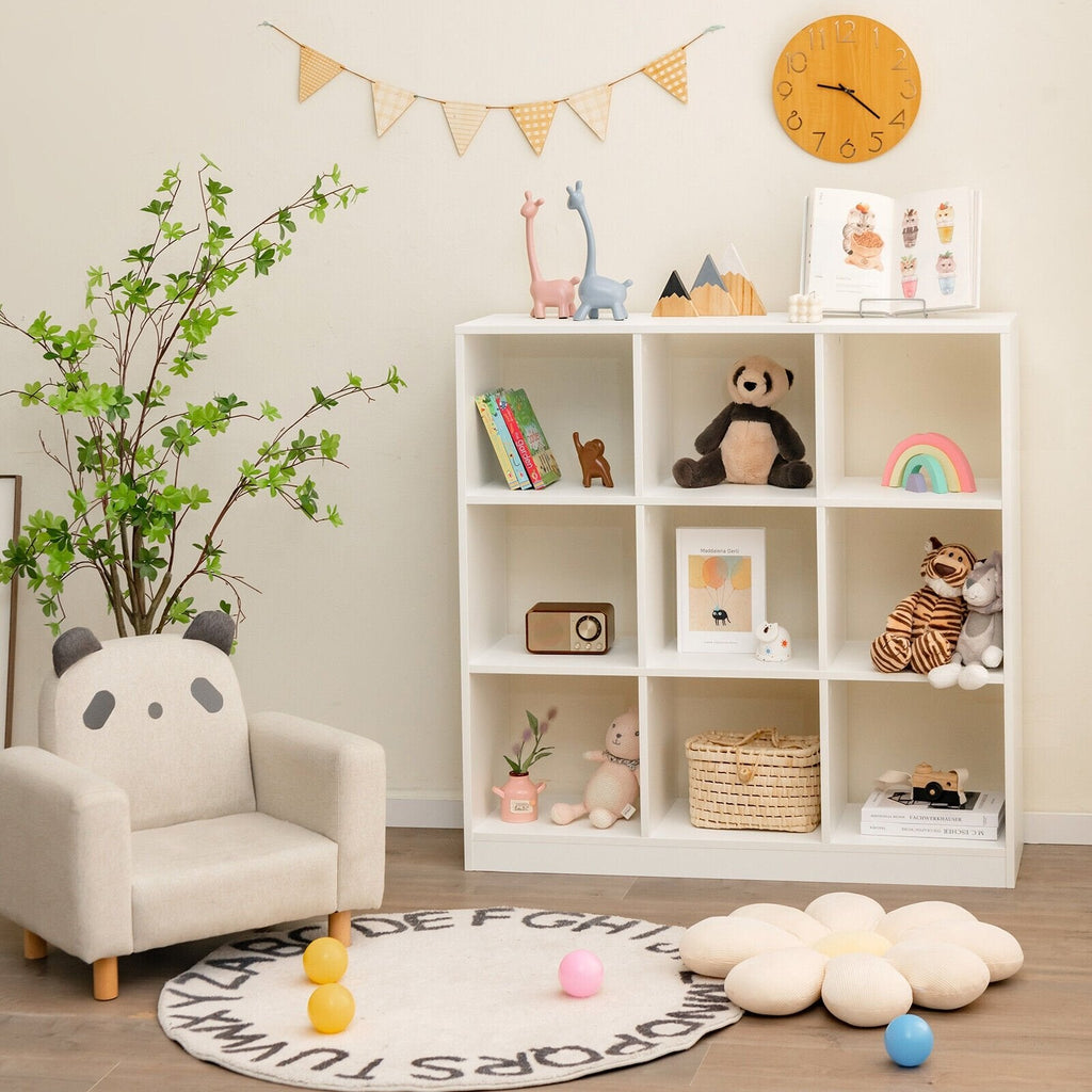 Modern 9 Cube Bookcase with 2 Anti Tipping Kits, Toy and Book Storage, White